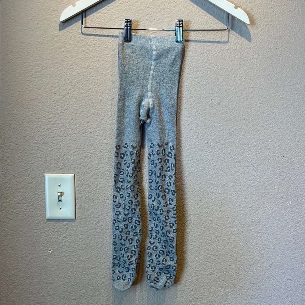Girl’s Gray Leopard Print Animal Print Tights Size 4-6X